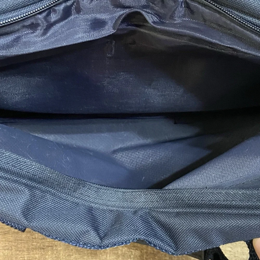Trafalgar TT Tote Messenger Travel Bag Carry-On Navy Blue Embroidered Vintage